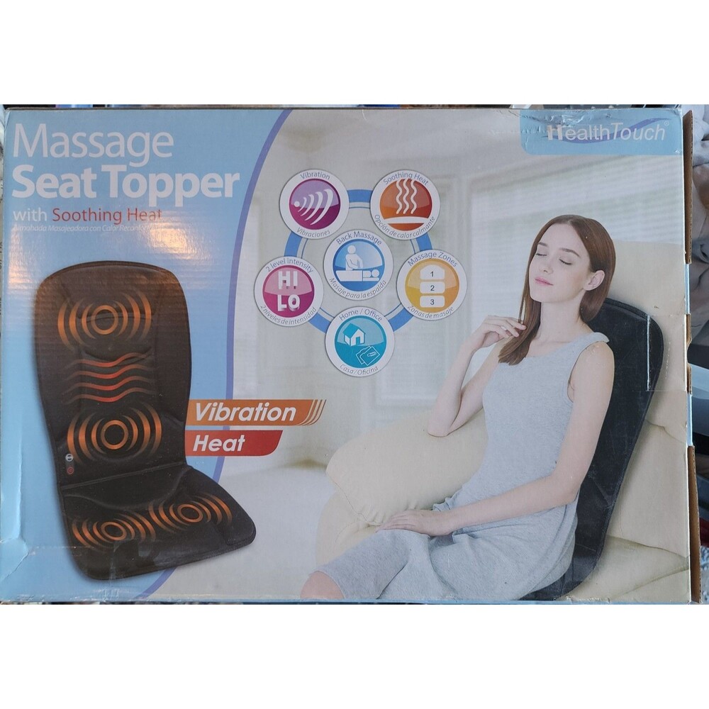 HealthTouch Massage Seat Topper with Soothing Heat & Vibration – 3 Massage...